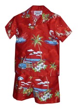 Santa's Hawaiian Christmas Vacation Boy's 2pc Hawaiian Cabana Set