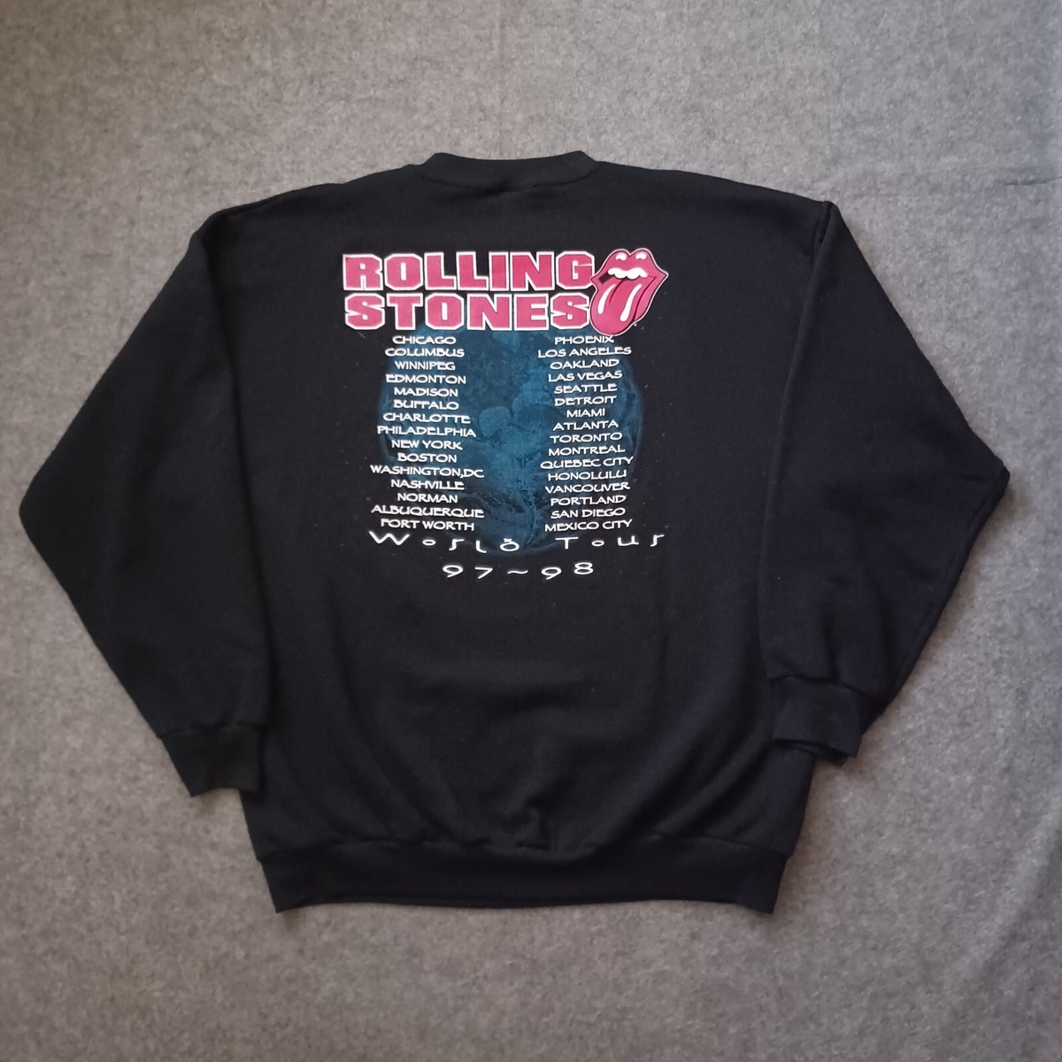 Vintage Rolling Stones Sweatshirt Mens Large Black World
