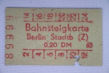 DEUTSCHLAND DB Deutsche Bundesbahn Bahnsteig Ticket Berlin Stadt Bahnsteigkarte