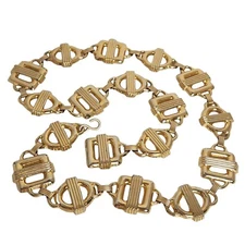 Vintage 1986 MZA of NY Gold Metal Statement Belt 37-3/4" L x 1-1/2" W