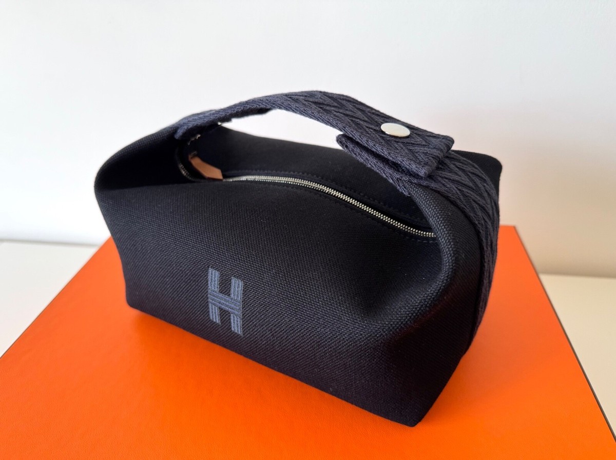(HERMES)Bride-a-Brac case PM HERMES BRIDE A BRAC Case PM Noir / Bleu Cosmetic Navy Bag