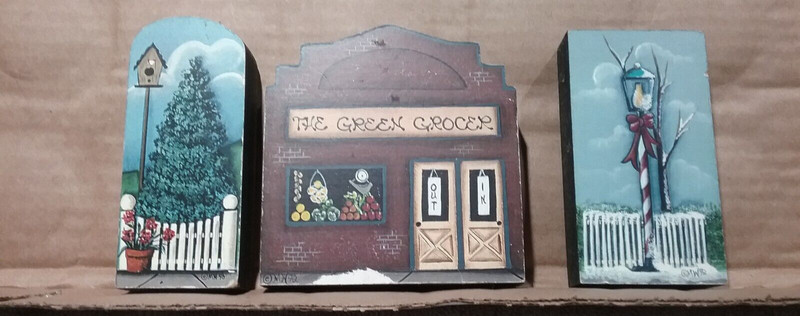 Brandywine Woodcrafts Shelf Sitters Craft Block Houses: Grocer/Lamppost/BirdTree