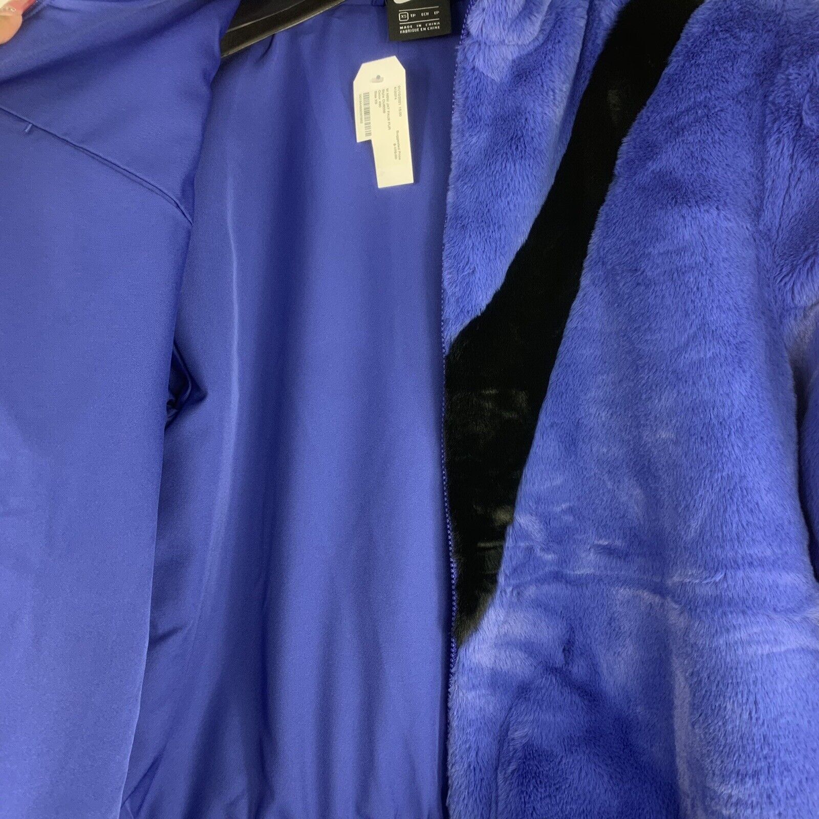 Nike NSW Sportswear Faux Fur Jacket Womens Size XS Astronomy Blue 