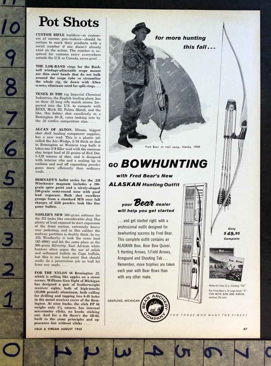 1960 FRED BEAR ARCHERY SPORT FASHION BOWHUNT ALASKAN OUTFIT