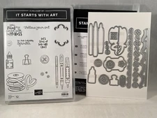 IT STARTS WITH ART Stamp Set ARTS & CRAFTS Dies Stampin Up Ribbon Pens