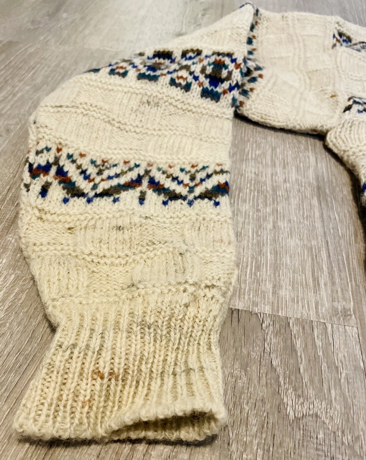 VTG Pendleton Cream Patterned Cable Knit Wool Swe… - image 2