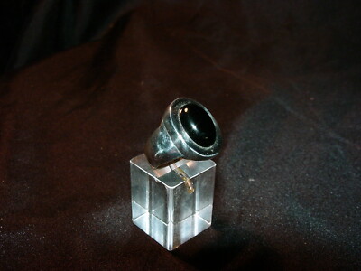 Ring size 65, silver 925 with an onyx, cabochon from India