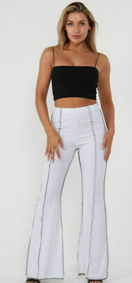 Damen Frauen lange Glockenboden hohe elastische Taille Yoga Hose Skinny Schlaghose