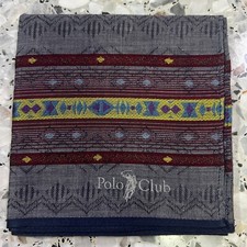 MAN HANKY CLASSIC VTG COTTON POCKET ART SQUARE BLUE RED PATTERNED STRIP17   P102