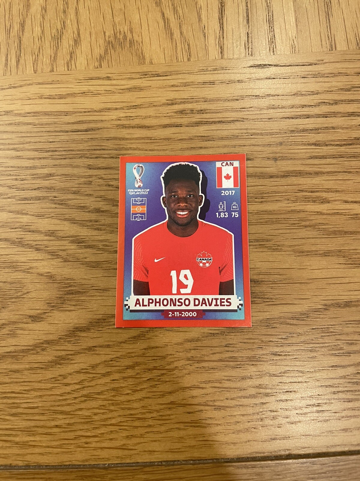 NEW ALPHONSO DAVIES RED PARALLEL Panini STICKER CAN12 World Cup QATAR 2022