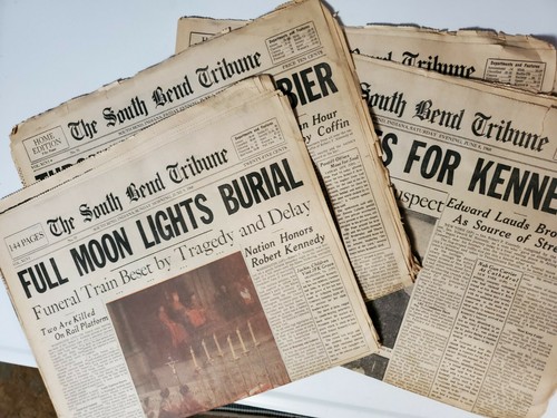 The South Bend Tribune June 7th, 8th, 9th & 10th 1968 Kennedy Vintage Newspapers