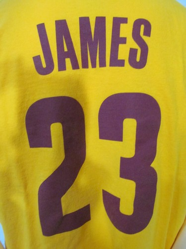 LEBRON JAMES Used 2014-18 Gildan SGA? Cleveland Cavs Screened T-Shirt Jersey XL - Picture 2 of 4