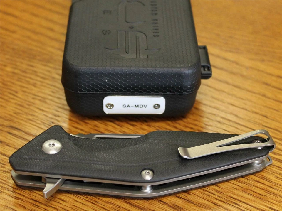 Brous Blades Mini Division Flipper Knife Satin D2 Steel Black G10 PROTOTYPE COA! - Image 3 of 4