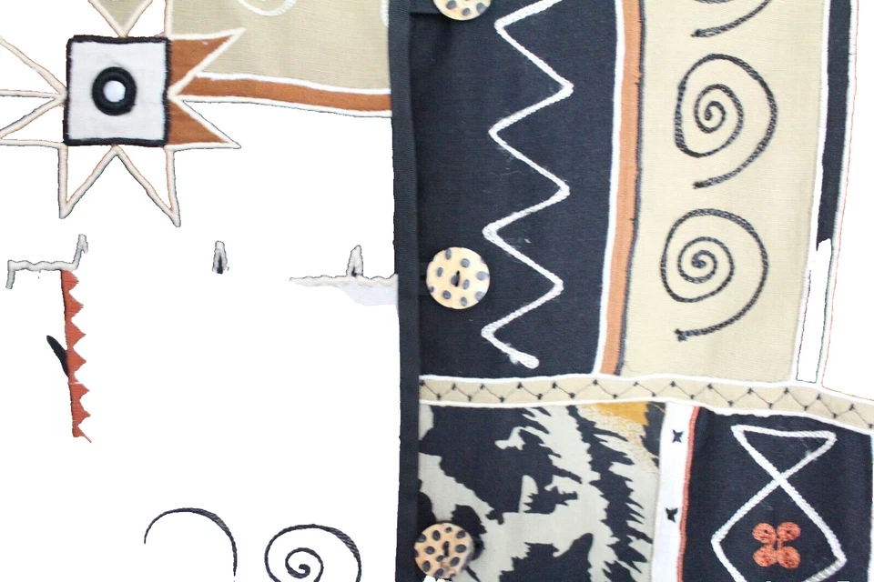 Chaqueta Arte Tribal Bordada Cuello en V Indigo Moon Multicolor Talla M Foto 3 de 4