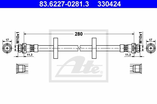 Flexible de frein avant pour Ford Mondeo I 1.8 TD et 1.6 16V long 385mm