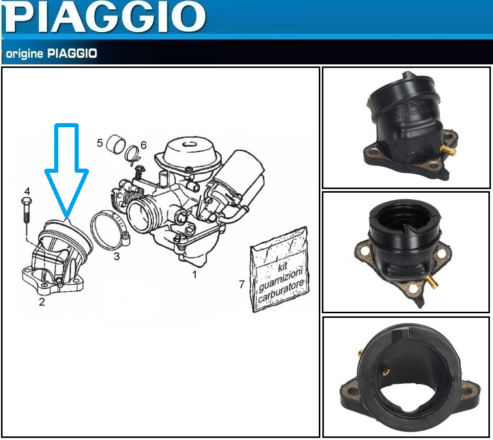 Pipe d'admission d'origine Piaggio Beverly 125 2007-2009 ZAPM28900 874415