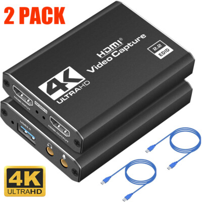 2x Audio Video Capture Card 4K USB 3.0 HDMI Video Capture for Switch PS4 PS5 OBS