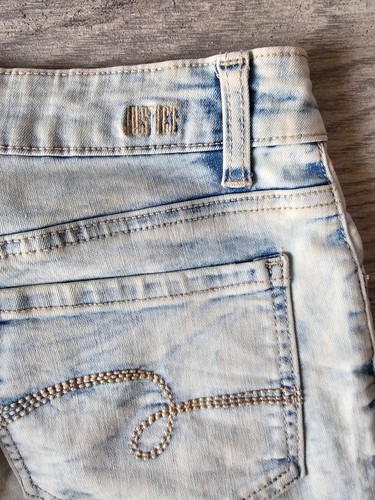 Girls Justice Cut Off Denim Jean Bleached Shorts Size 18 Blue Distressed Rainbow - Picture 12 of 13