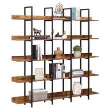 5-Tier Wide Extra Large Bookshelf Metal Frame Open Bookcase Display Shelf Holder