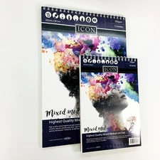 Oil Watercolour Acrylic Sketch Book Pad White Cartridge Paper A3 A4 Spiral Bound