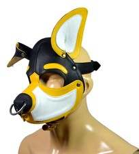 Leather Puppy Hood Custom Head Mask Novelty Costume Dog halloween Floppy ears