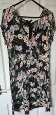Violeta by Mango size S ladies dress black floral short sleeves