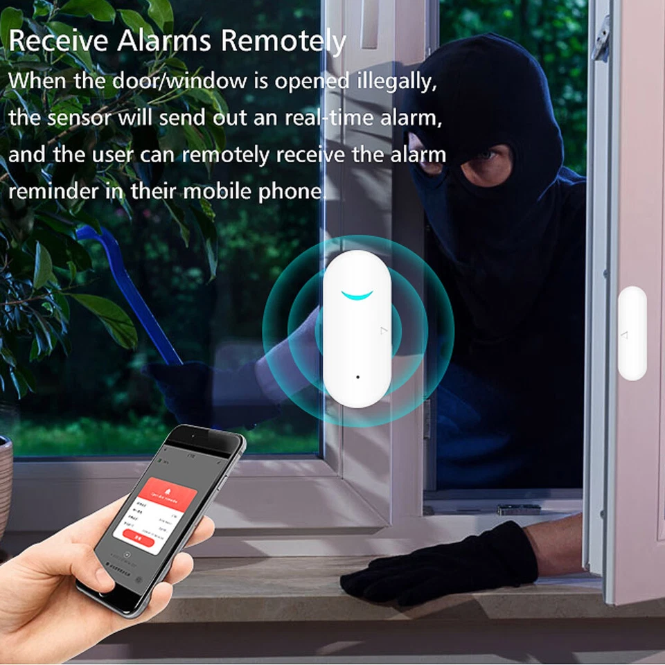 WiFi Wireless Smart Door Window Sensor Detector Safe Alarm for Alexa Google Home - Image 4 of 4