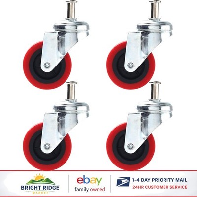 Multi-Surface 2.5 Inch Caster Wheel Set with Threaded Post Mount for Stability