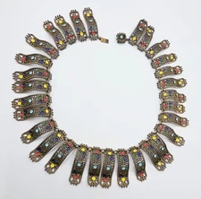 Vintage Egyptian Revival Style Necklace Collar Enamel - Broken Clasp