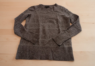 Banana Republic Extra Fine Merino Wool Gray Sweater L Alternating Thin and Thick