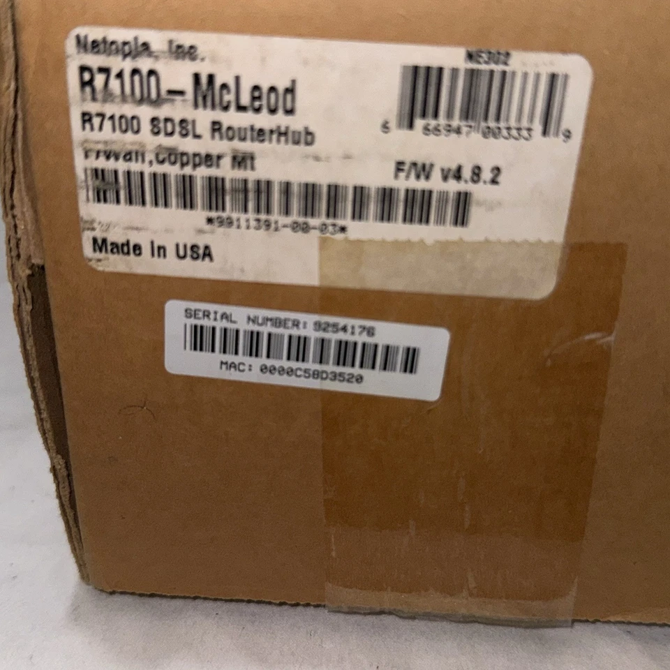 Netopia R7100-McLeod SDSL RouterHub Firewall McLeodUSA Open Box NOS Complete - Image 1 of 3