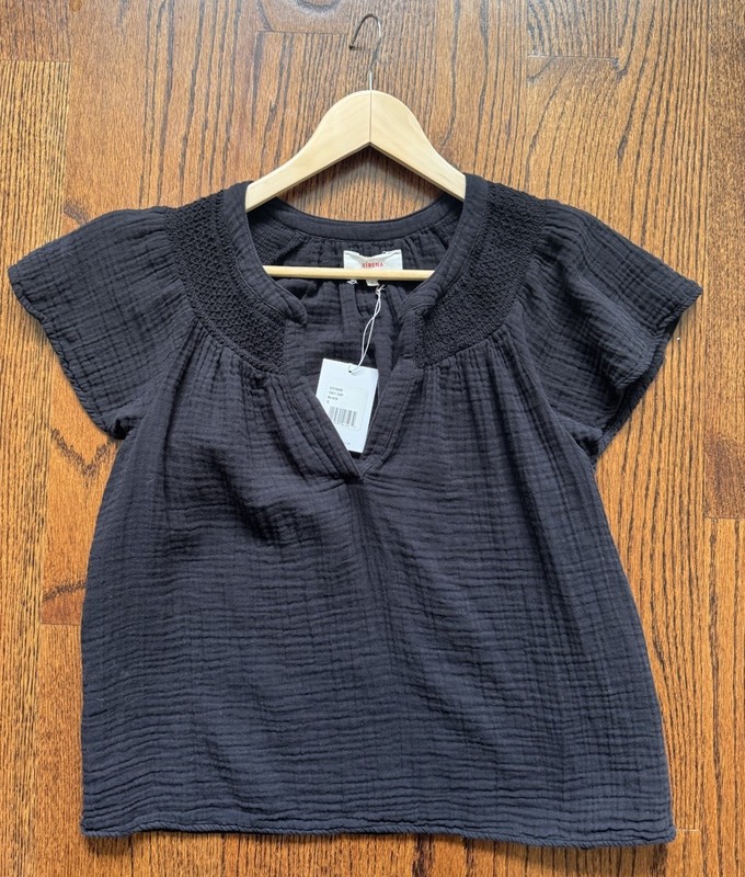 NWT Xirena Gauze Tati Top Sz S Black 100% Cotton Rare Style