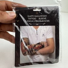 Unisex Temporary Tattoo Arm Sleeve Tribal Red Black Halloween Costume Accessor