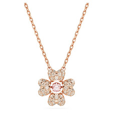New Necklace pendant Clover, White, Rose gold-tone plated