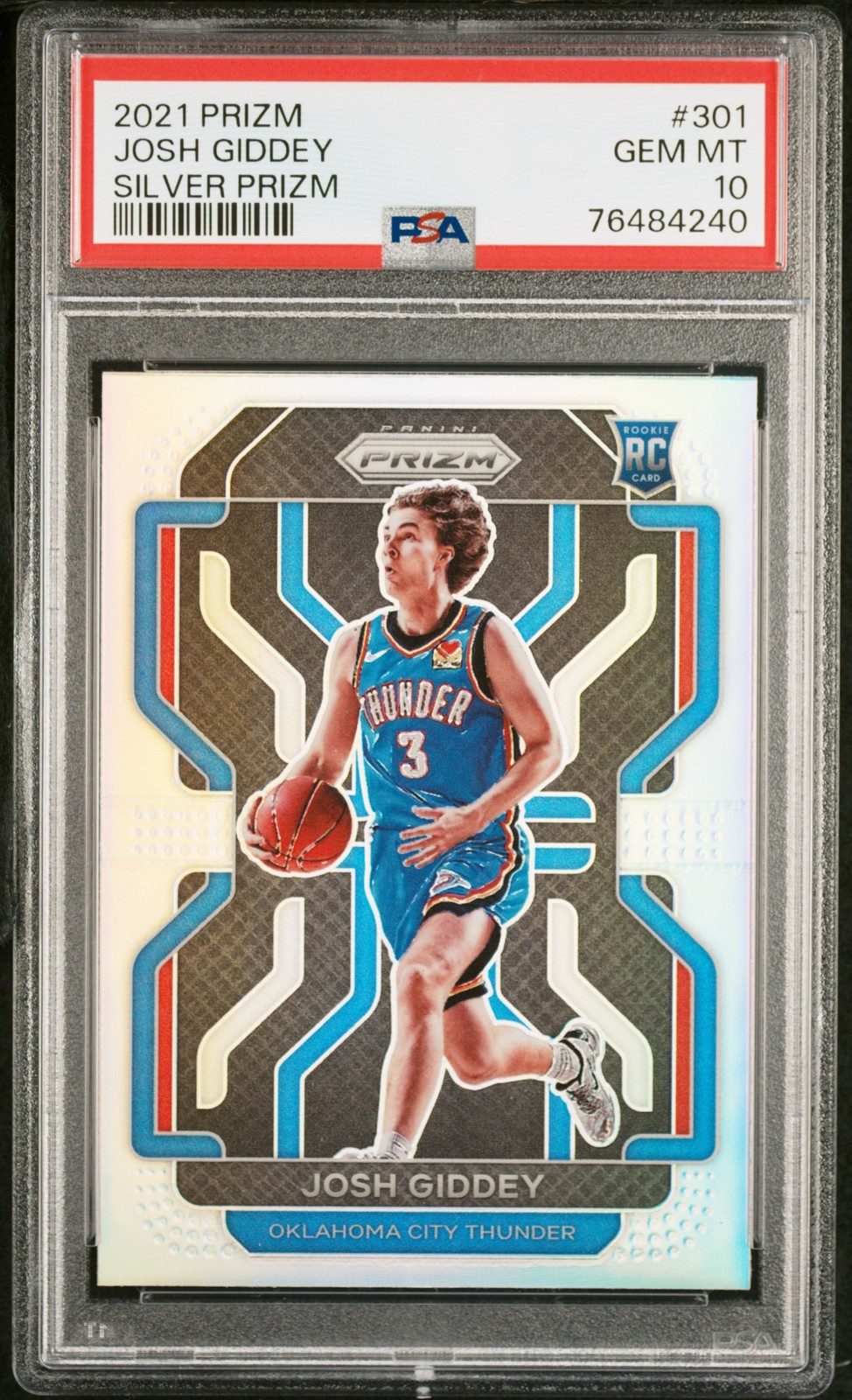 Josh Giddey 2021 Panini Prizm Silver Prizm Rookie RC #301 PSA10