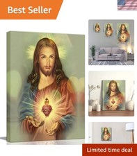 Heart-Shaped Sacred Heart of Jesus Wall Art - 12x16 In. Faith-Based Decor