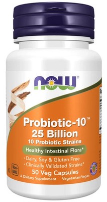 Now Foods Probiotic-10, 25 Billion, 10 Probiotic Strains, 50 Veg Caps 08/26EXP