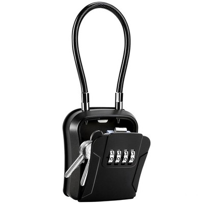 Key Lock Box,Portable Waterproof Lockbox with Removable Shackl, Wall-Mounted ...