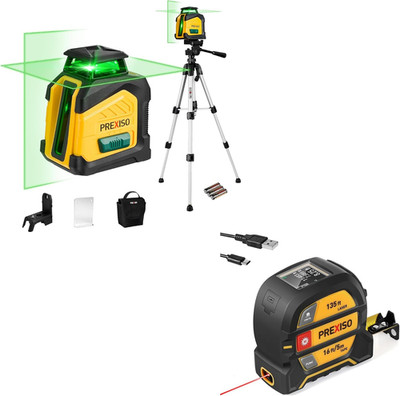 Rechargeable 2-in-1 Laser Tape Measure & Level with Tripod, 135ft Range