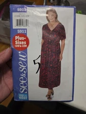 Vtg 1998 Butterick 5911 Yes! It's Easy See & Sew Ladies Plus Size 16W- 20W Uncut