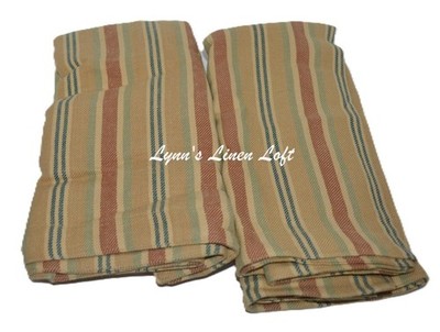 2 RALPH LAUREN Coco Palm Stripe KING SHAMS NEW RARE Rust Teal Green Beige