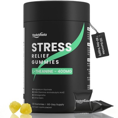 Stress Support Gummies for Kids & Adults L-Theanine 400mg with Magnesium Glyc...