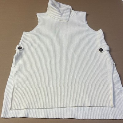Anthropologie Womens Size L Turtleneck Sweater Tunic Side Slits Sleeveless Coast
