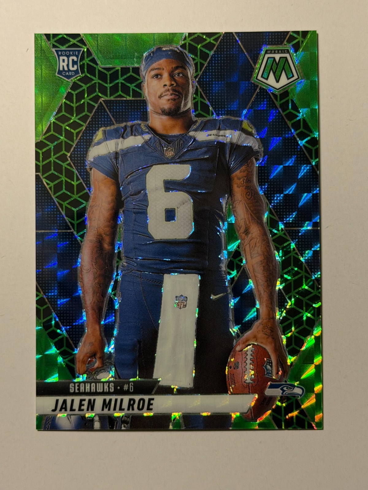 Jalen Milroe 2025 Mosaic Rookie Green Spectris FOTL Prizm /13 RC #283 Variation