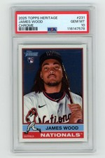 POP 1 James Wood 2025 Topps Heritage Chrome #231 PSA 10 RC Rookie Nationals