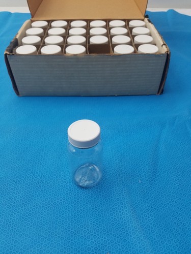 Clear PET Wide Mouth Packer Bottles with White Screw Top Cap - Lot of 24