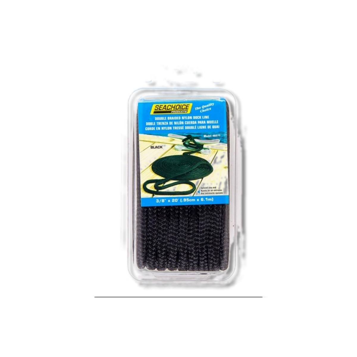 Seachoice Double Braid Black Nylon Dock Lines 40271
