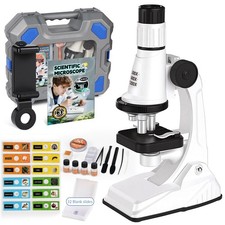 61 Piece Kids Microscope Kit, 100X-1200X Magnification with LED Light  Durable