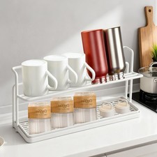 Water Bottle Drying Rack With Drain Tray - 2-Tier Kitchen Cup Storage and Mug...