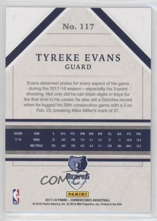 2017-18 Panini Cornerstones /165 Tyreke Evans #117 - Image 2 of 2